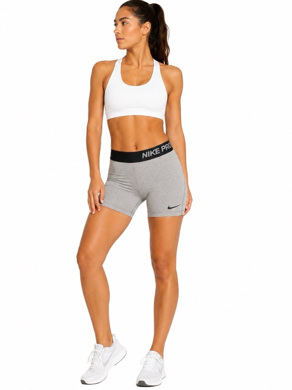 Nike Gray Heather Pro Bike Shorts with Black Waistband
